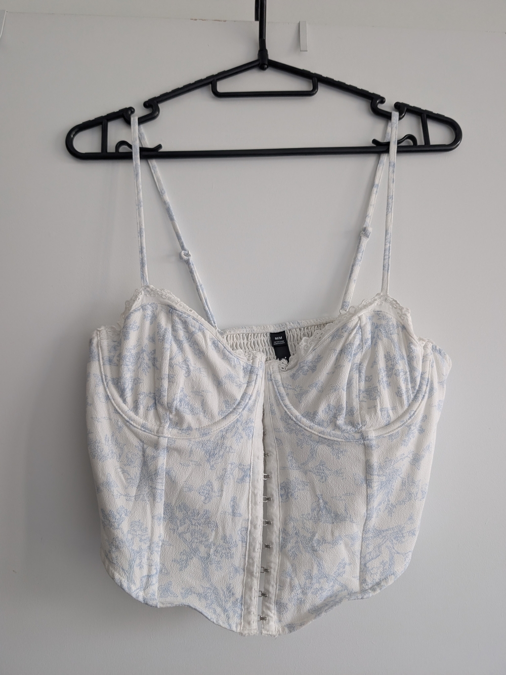 Garage White & Light Blue Floral Corset Top